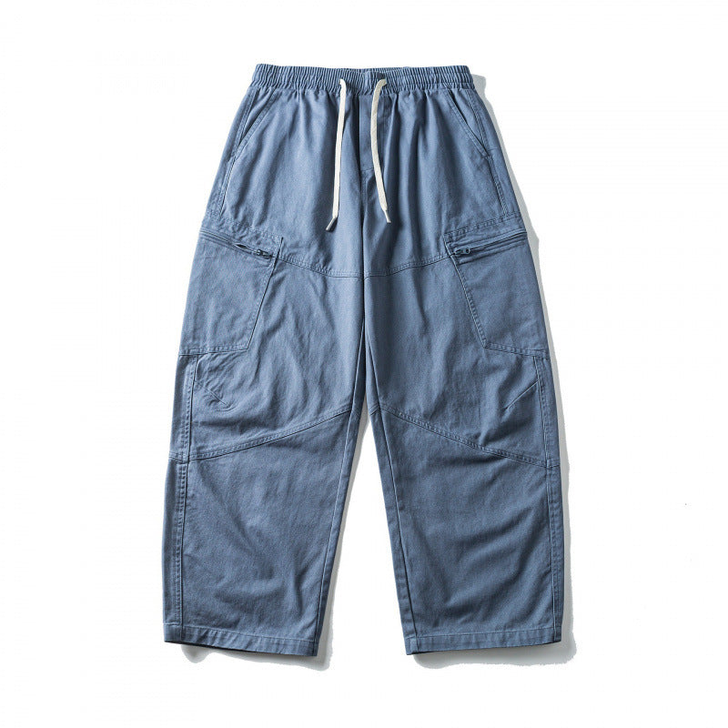 Unisex Wide-Cut Cargo Pants with Elastic Waistband, Drawstring and Utility Pockets Mune Fashion