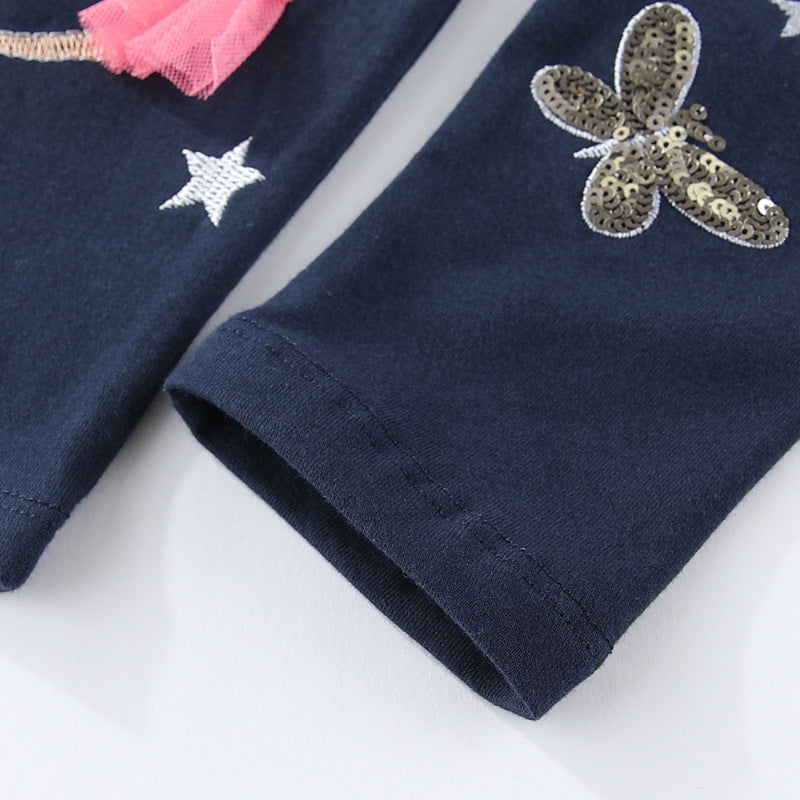 Girl leggings with sparkling fairy and butterfly appliqués Mune Fashion