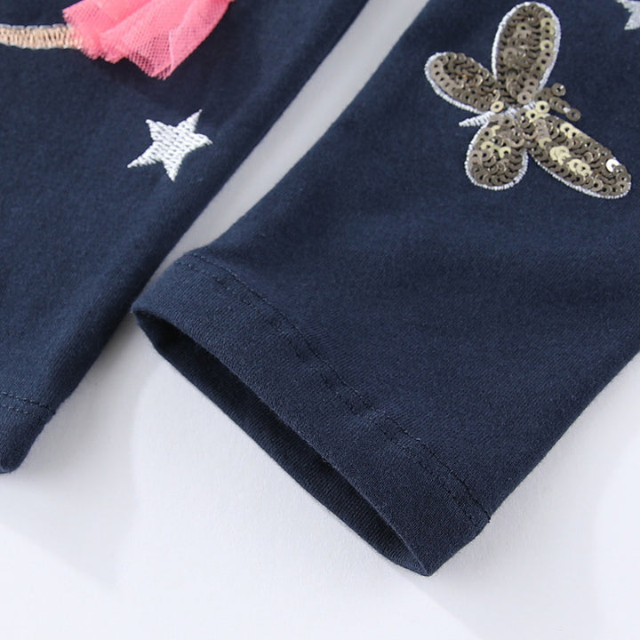Girl leggings with sparkling fairy and butterfly appliqués Mune Fashion