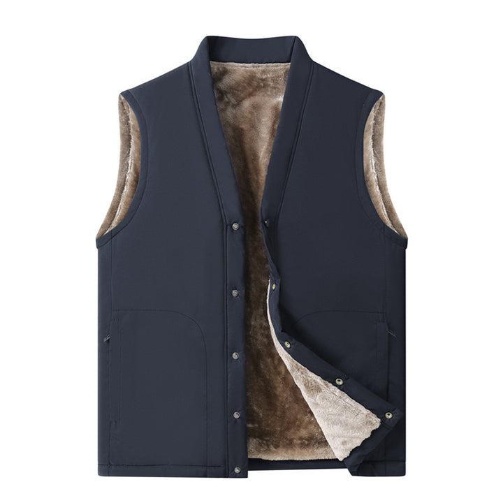 Men's thermal padded vest with faux fur lining, snap button placket & concealed pockets Mune Fashion