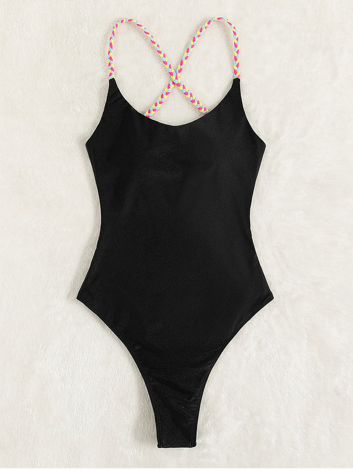 Women High-Cut One-Piece Swimsuit with Elegant Braided Strap Design Mune Fashion