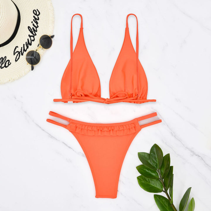Women's swimsuit with ruffle details and double straps Mune Fashion
