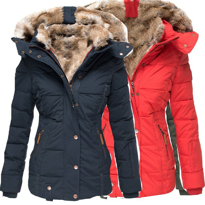 Women's padded parka with fitted cut and faux fur hood Mune Fashion
