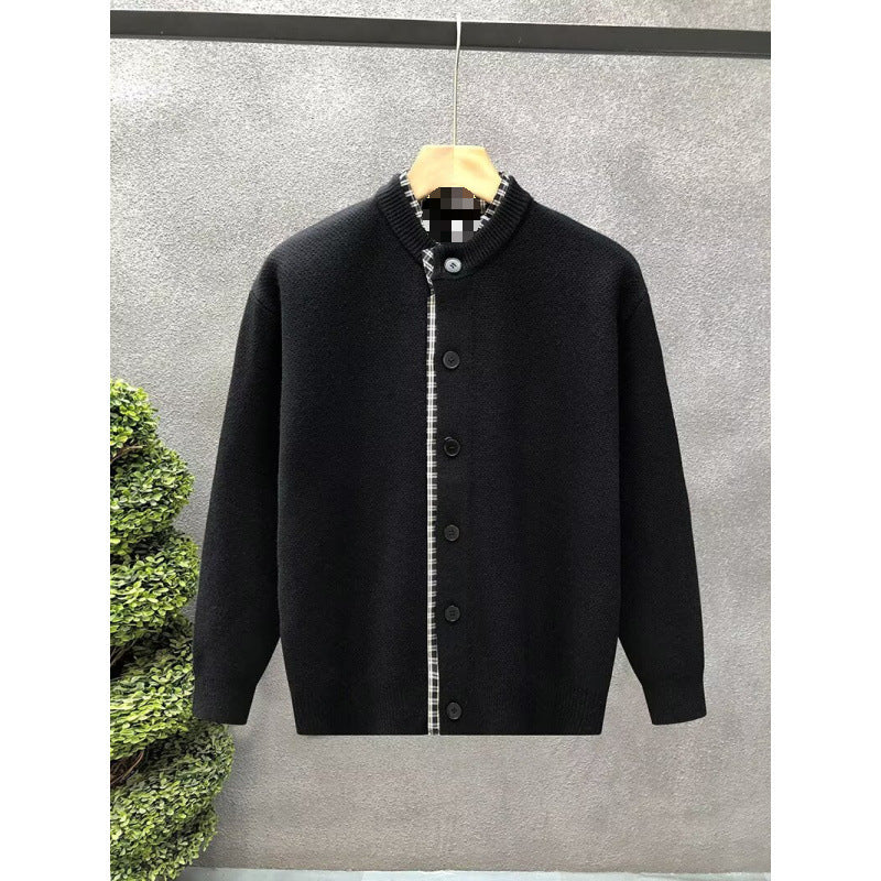 Men's Sweater Jacket with Stand-Up Collar Mune Fashion