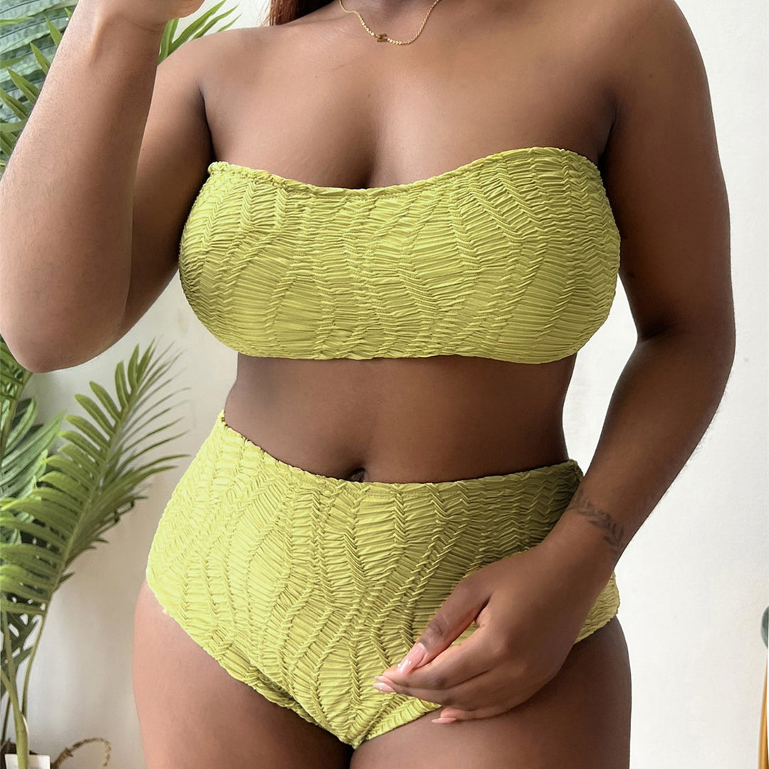 Women's High Waisted Ruffled Design Bustier Bikini Set Mune Fashion