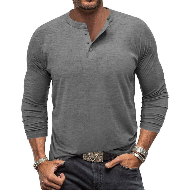 Men's Long Sleeve T-Shirt with Button Placket Mune