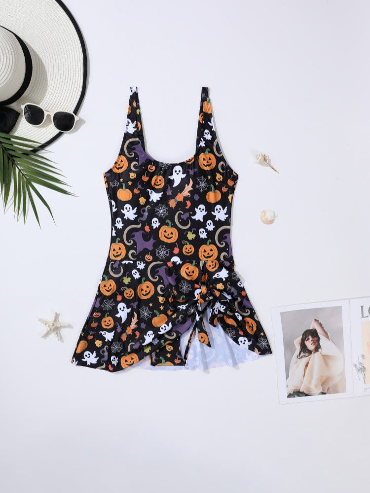 Women's One-Piece Swimsuit with Fashionable Skirt and Playful Knot Detail Mune Fashion