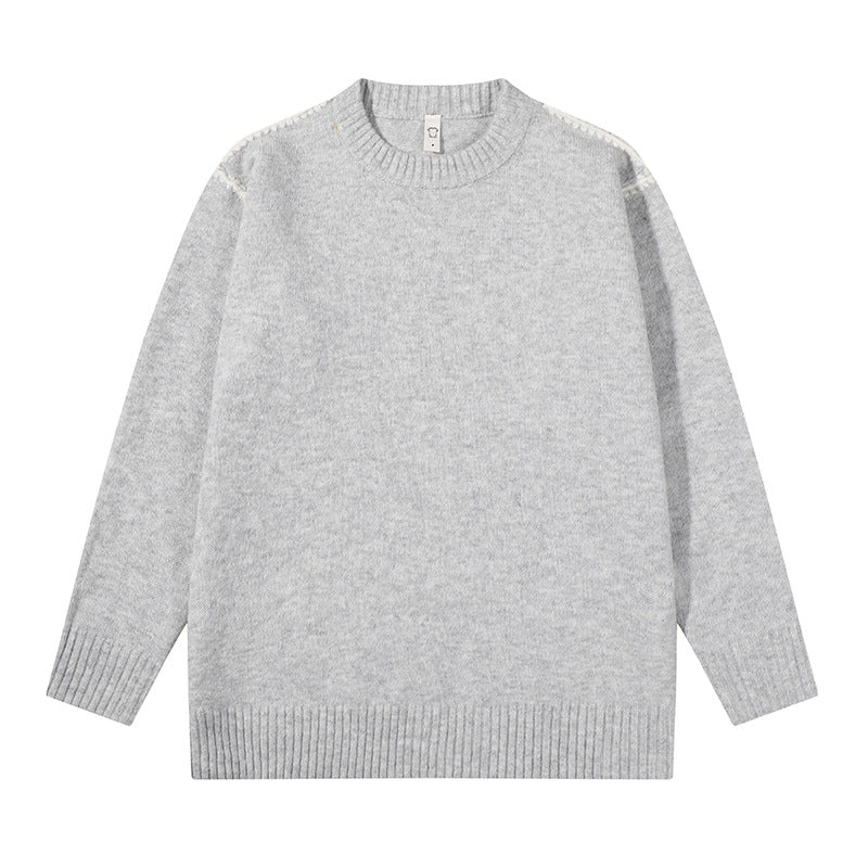 Unisex Oversize Fine Knit Sweater with Round Neck and Ribbed Cuffs Mune Fashion