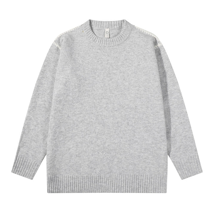 Unisex Oversize Fine Knit Sweater with Round Neck and Ribbed Cuffs Mune Fashion