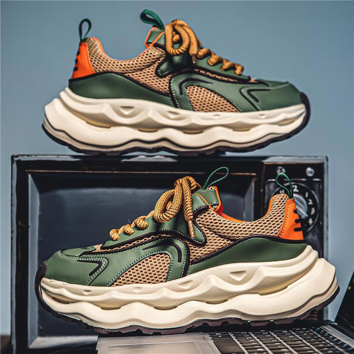 Women's Voluminous Retro Chunky Sneakers with Breathable Mesh Overlay and Sculptural Comfort Sole Mune Fashion