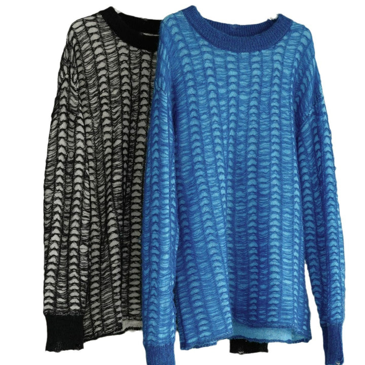 Women Oversize Mesh Knit Mini Dress in Mohair Look Mune Fashion