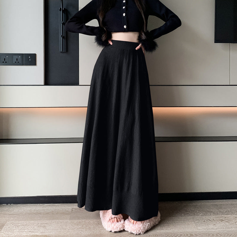 Ladies Elegant Maxi Skirt with Pleats and Elastic Waistband Mune Fashion