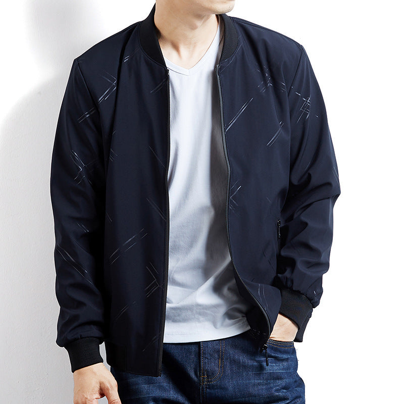 Men's Lightweight Bomber Jacket with Subtle Reflective Stripes and Zipper Pockets Mune Fashion
