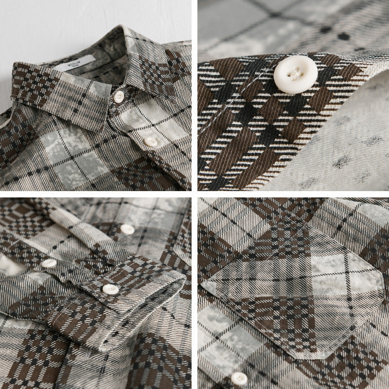 Men's plaid flannel shirt with patch chest pockets and relaxed fit Mune Fashion