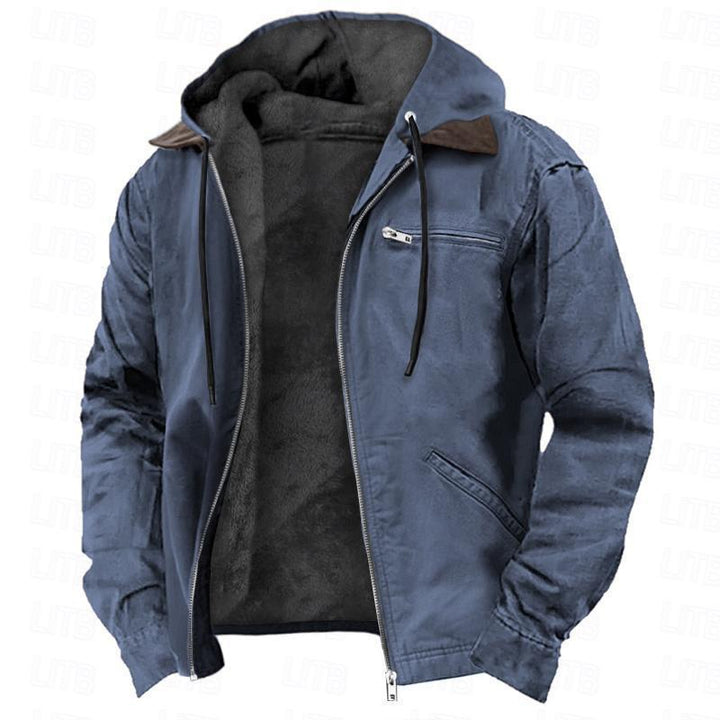Men's Insulated Field Jacket with Hood and Sherpa Lining Mune Fashion