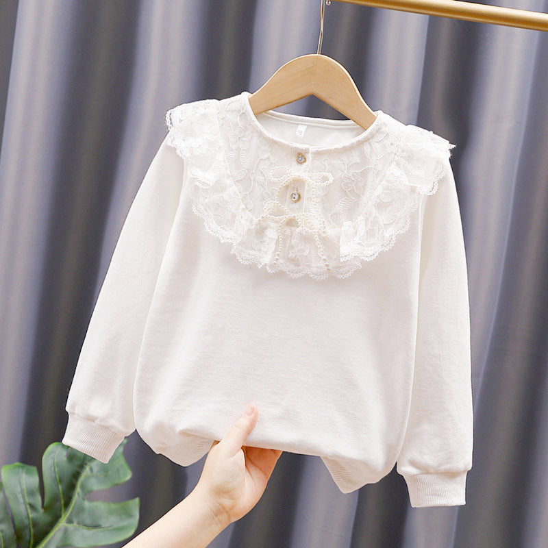 Girl sweatshirt with romantic lace collar Mune Fashion