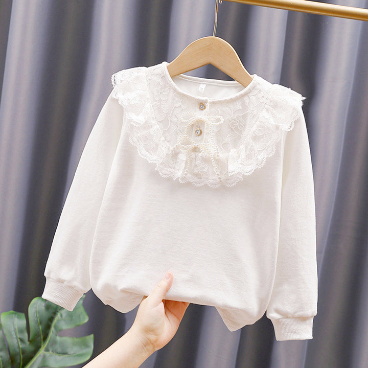 Girl sweatshirt with romantic lace collar Mune Fashion