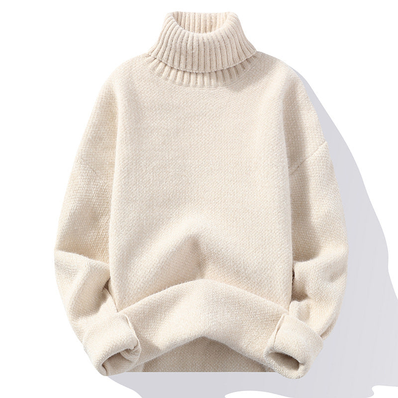 Men's turtleneck sweater made of boucle fine knit with ribbed cuffs Mune Fashion