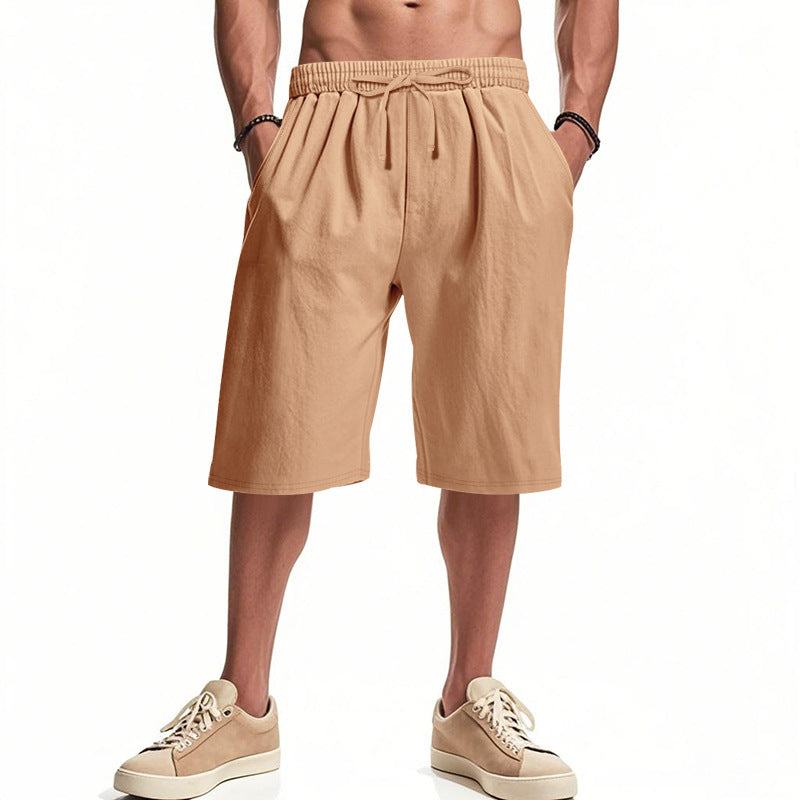 Men's casual bermuda shorts made of cotton blend with elastic waistband, drawstring, and side pockets Mune Fashion