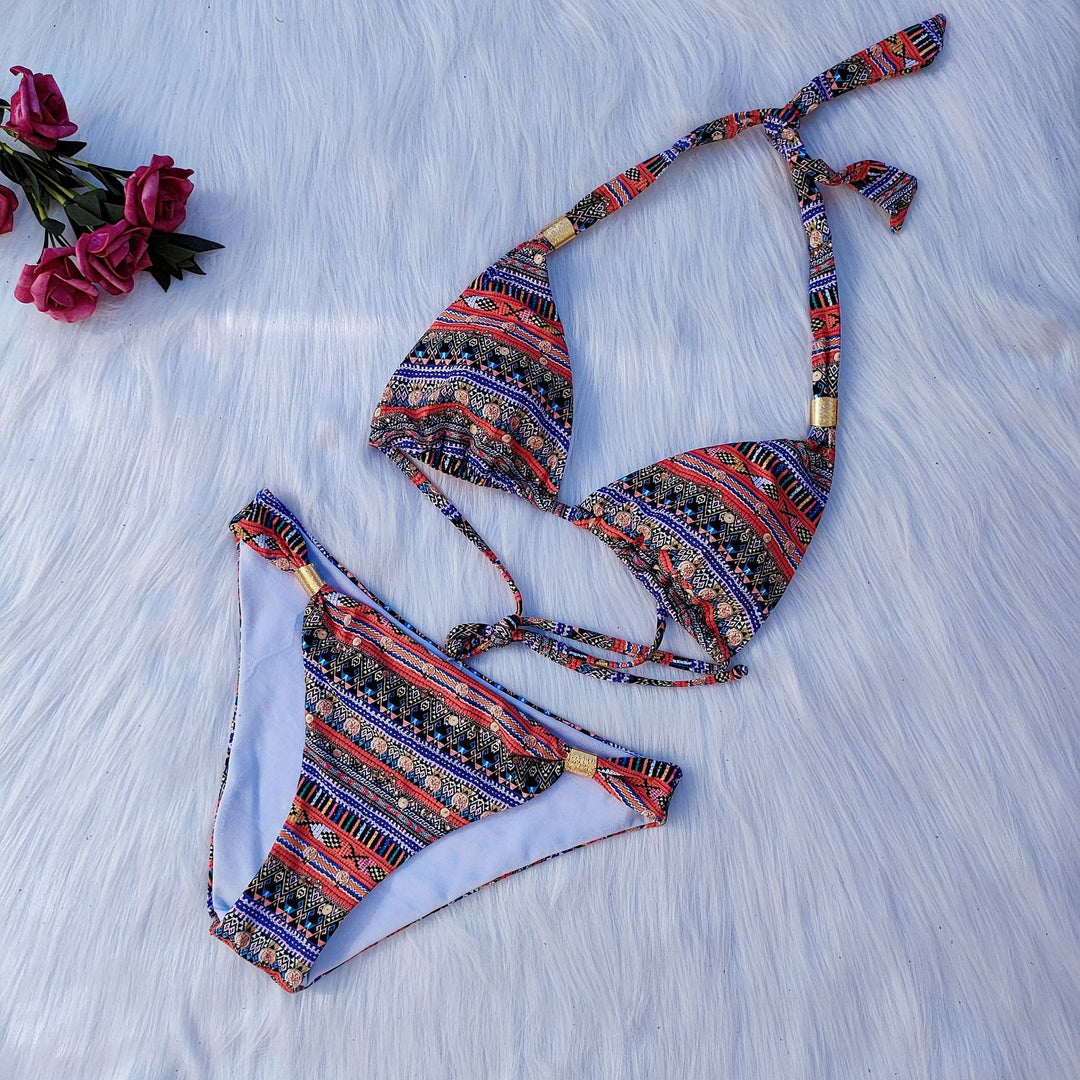 Women's triangle bikini with playful ethnic pattern Mune Fashion