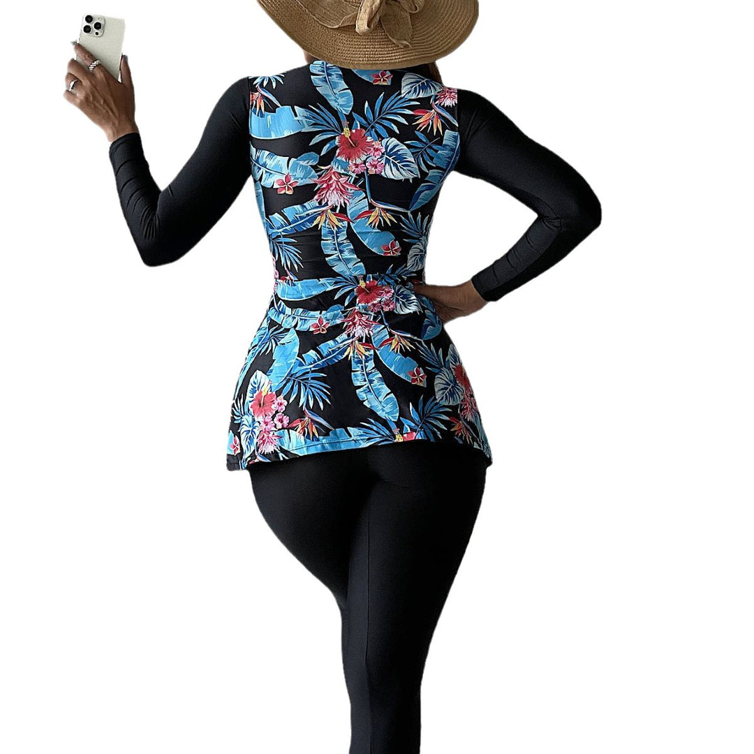 Women's Stylish UV Protection Swimsuit with Floral Pattern Mune Fashion