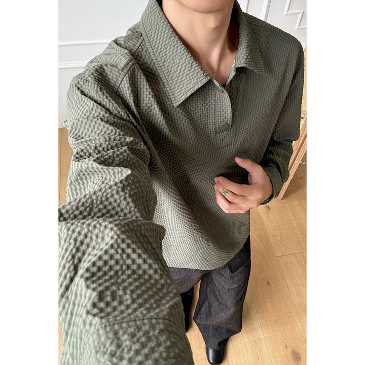 Men's Casual Long Sleeve Shirt with Textured Fabric Mune Fashion