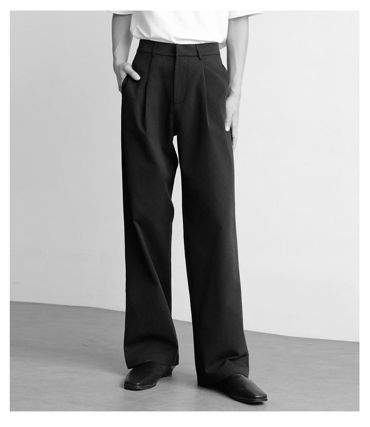 Men's wide high-waisted pleated trousers made of cotton blend Mune Fashion