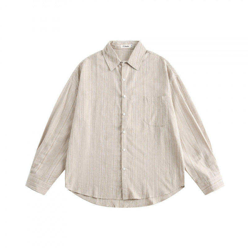 Unisex Oversize striped shirt with chest pocket and rounded hem Mune Fashion