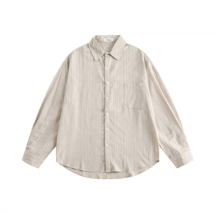 Unisex Oversize striped shirt with chest pocket and rounded hem Mune Fashion