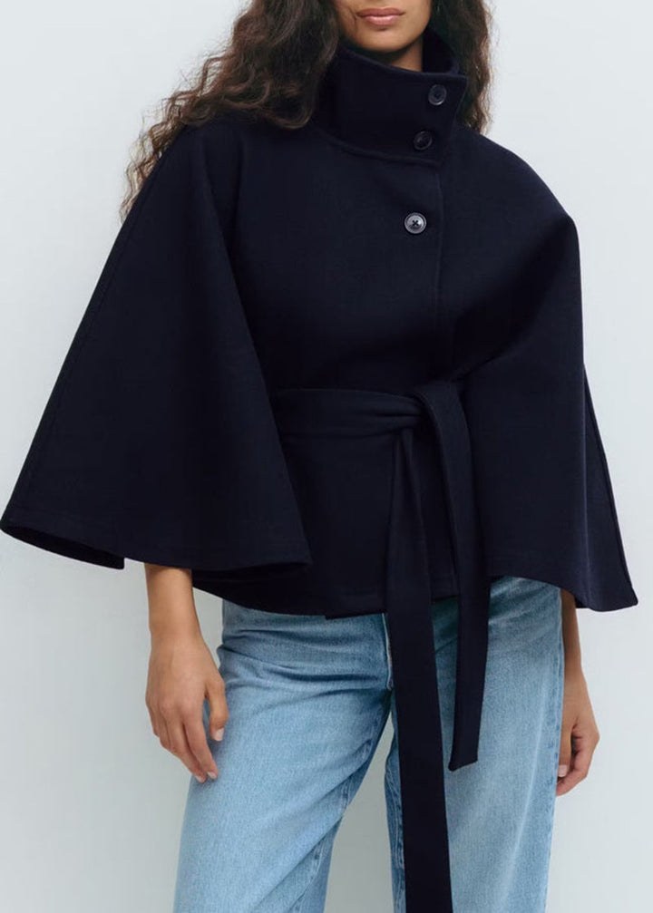 Women’S Wrap Jacket with Elegant Stand-Up Collar and Wide-Cut Sleeves Mune