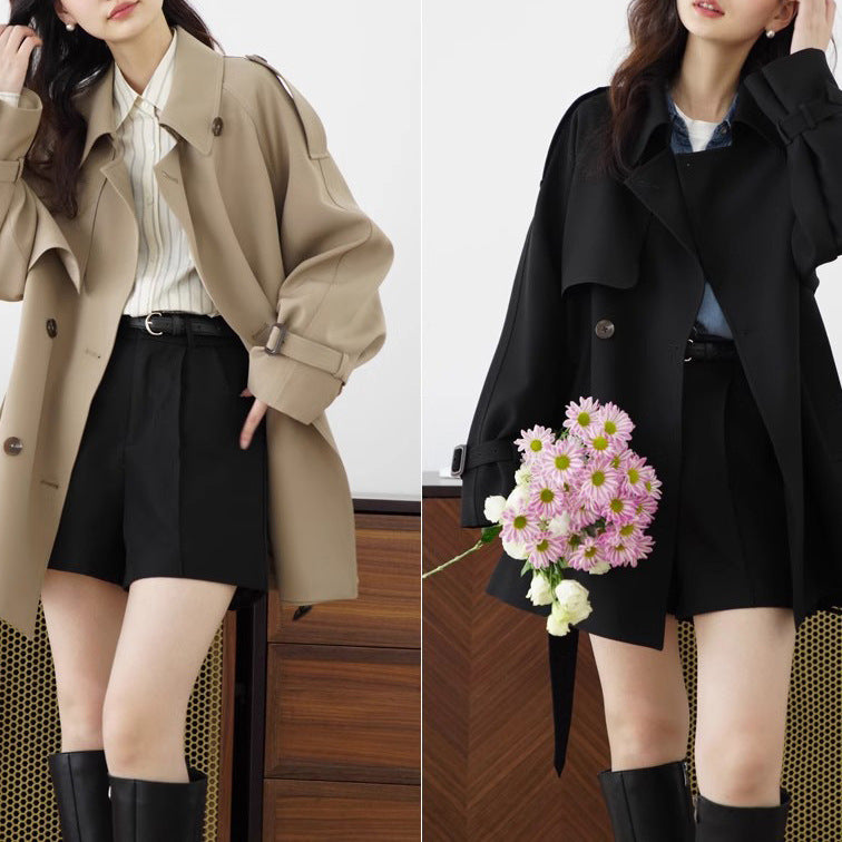 Women Elegant Oversized Trench Coat Mune Fashion