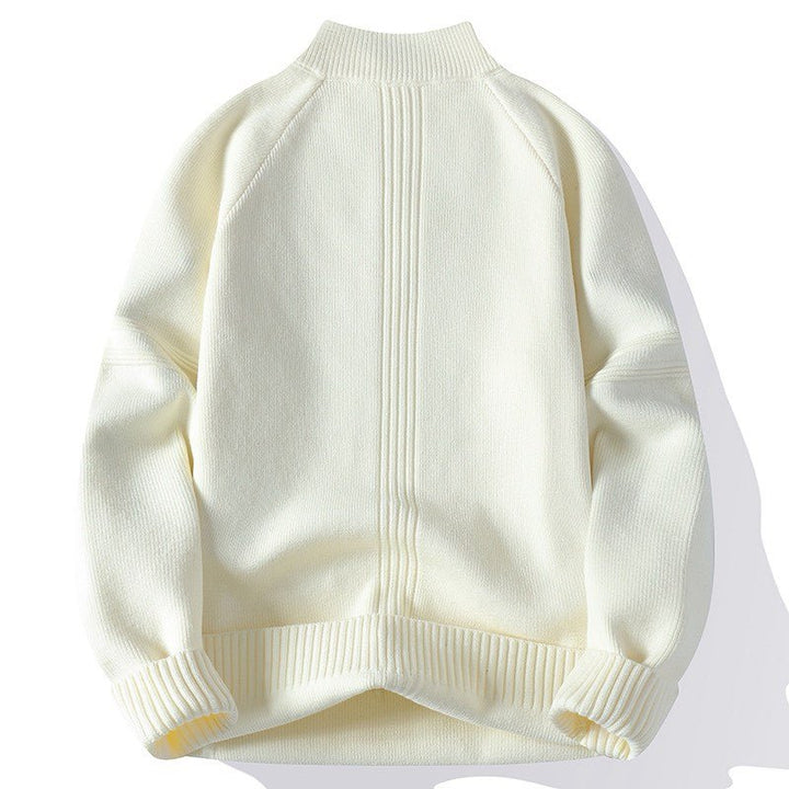 Unisex Oversize-Halfzip Knit Sweater with Stand-up Collar and Ribbed Cuffs Mune Fashion