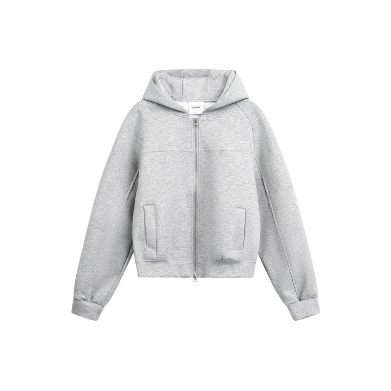 Unisex Hooded Sweat Jacket with Two-Way Zipper and Boxy Cut Mune Fashion