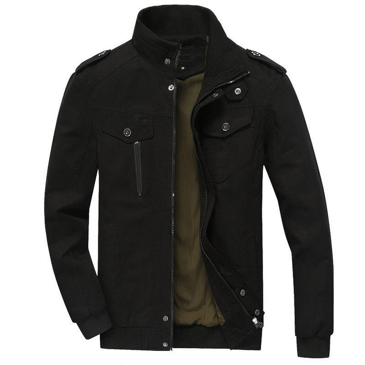 Men's Military-Inspired Canvas Transition Jacket with Stand Collar and Epaulettes Mune Fashion