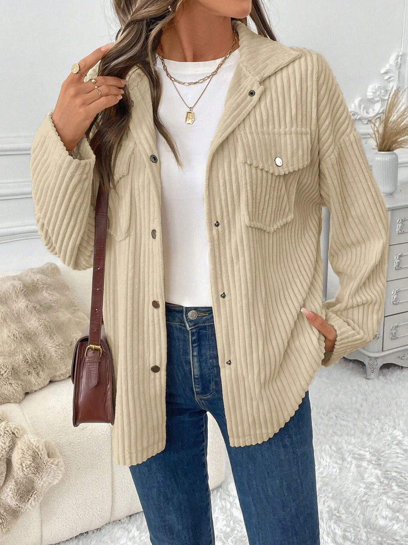 Women Elegant Ribbed Cardigan