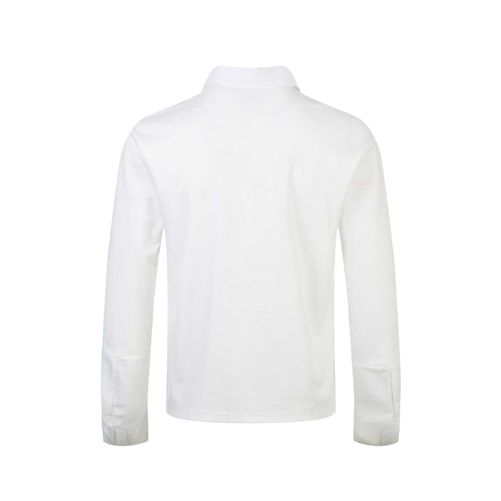 Women's Polo Shirt-Long Sleeve Shirt with Shirt Collar, Text Print and Rhinestone Application Mune Fashion