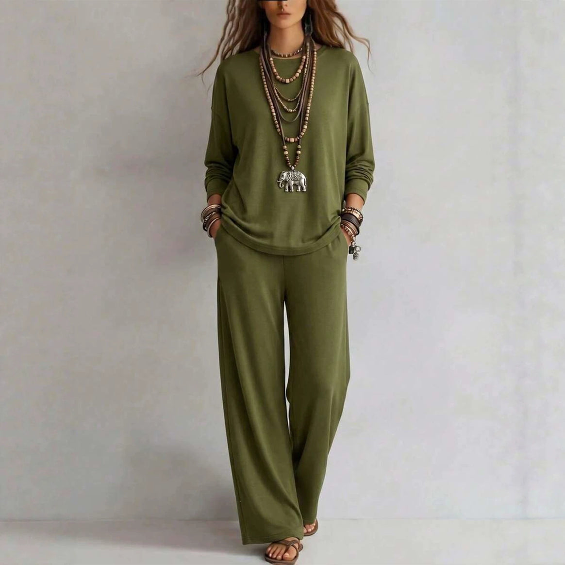 Women's loungewear set with wide waistband and oversized long sleeve shirt Mune Fashion