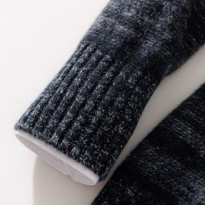 Men's Casual Zip Mock Neck Sweater made from Wool Blend with Brushed Mohair Look and Stand-up Collar Mune Fashion
