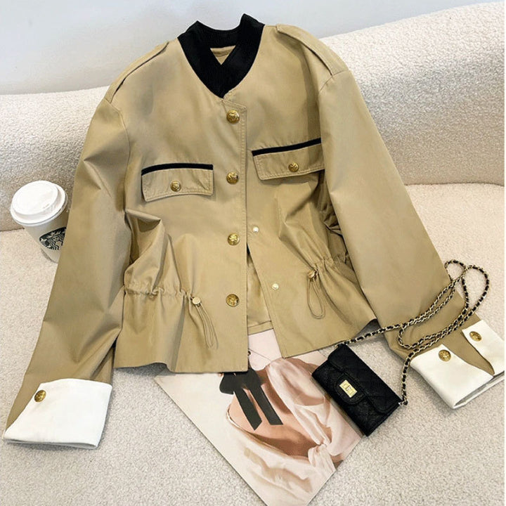 Women Fashionable Jacket with Zippable Front Mune Fashion
