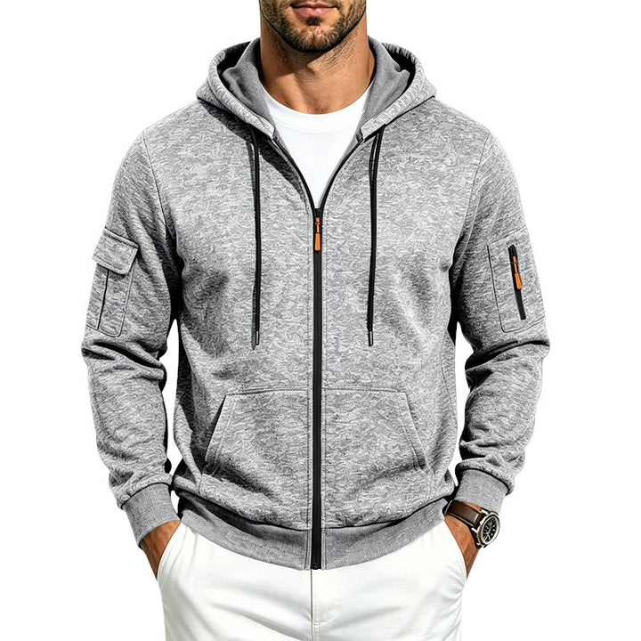 Men's hoodie sweatshirt jacket with zipper and sleeve pocket Mune Fashion