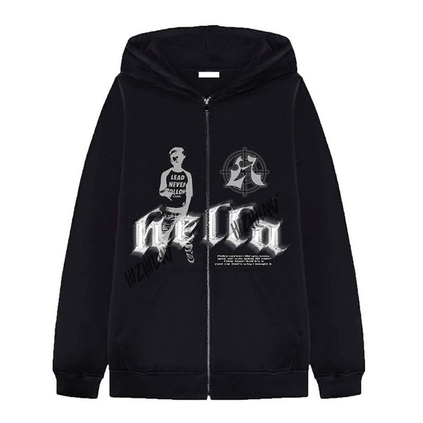 Unisex hoodie jacket with full zip oversized fit and striking graphic print Mune Fashion