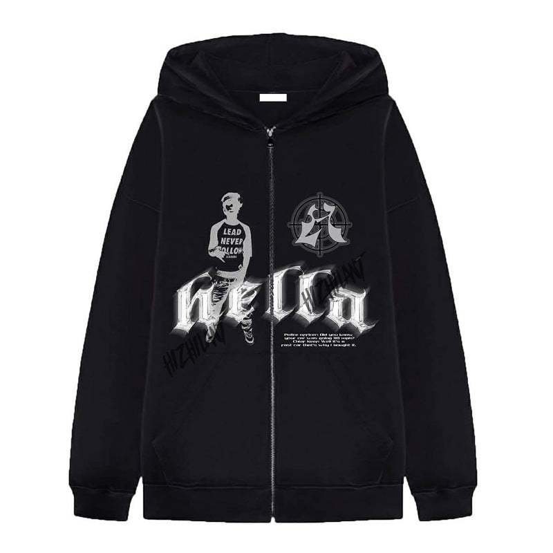 Unisex hoodie jacket with full zip oversized fit and striking graphic print Mune Fashion
