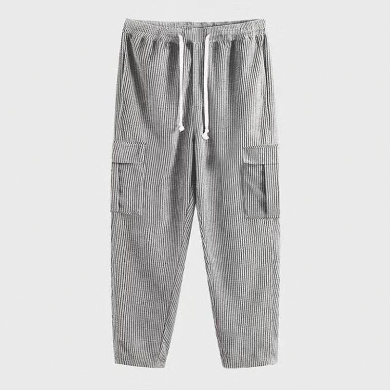 Men's Nano Cord Cargo Jogging Pants with Elastic Comfort Waistband, Drawstring, and Attached Cargo Pockets Mune Fashion