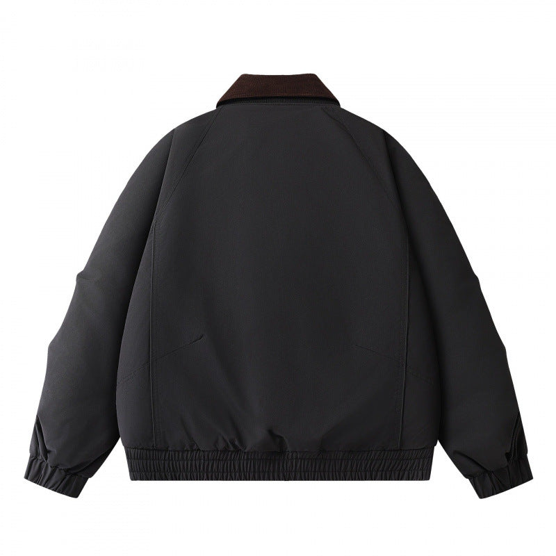 Men's Boxy Short Jacket with Cord Collar, Double Front and Drawstring Hem Mune Fashion