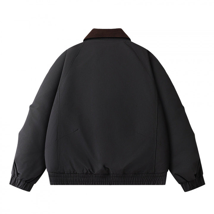 Men's Boxy Short Jacket with Cord Collar, Double Front and Drawstring Hem Mune Fashion