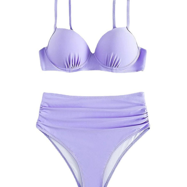 Women's High-Waisted Bikini with Padded Top and Adjustable Straps Mune Fashion