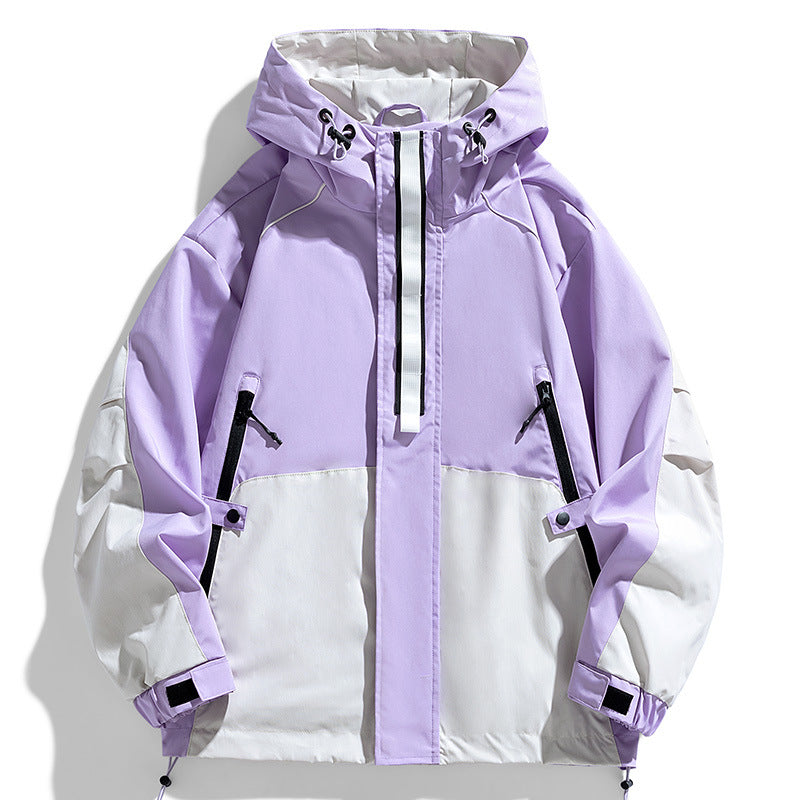Unisex Lightweight two-tone wind and rain jacket with hood, drawstring and zip pockets Mune Fashion