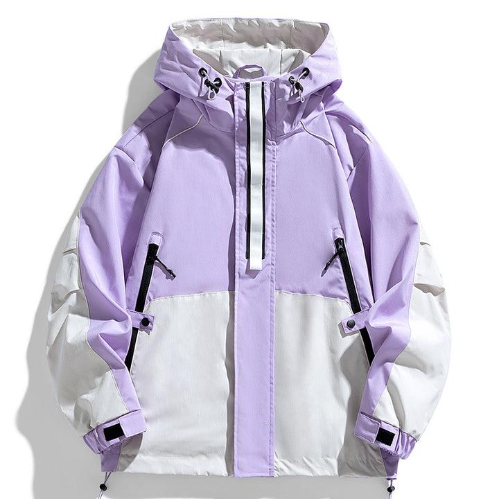 Unisex Lightweight two-tone wind and rain jacket with hood, drawstring and zip pockets Mune Fashion