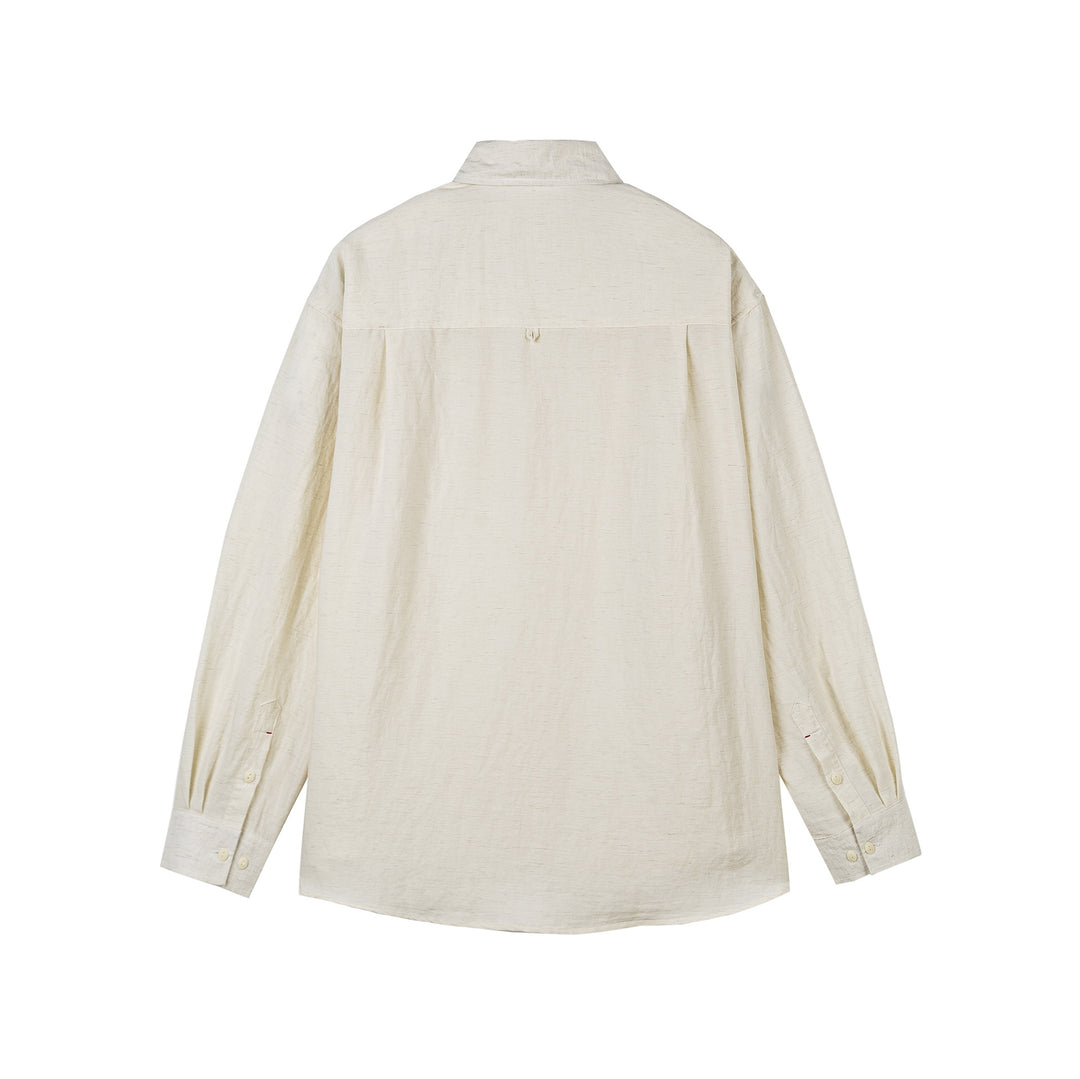 Unisex Loose Linen Blend Oversized Shirt with Chest Pocket and Rounded Hem Mune Fashion
