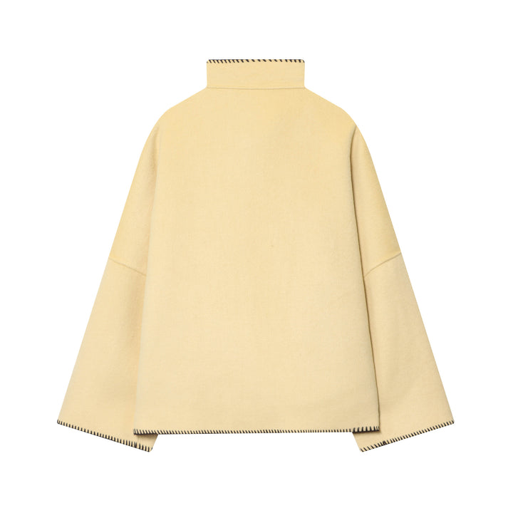 Women's cape coat with stand-up collar, asymmetric button placket and decorative seam Mune Fashion